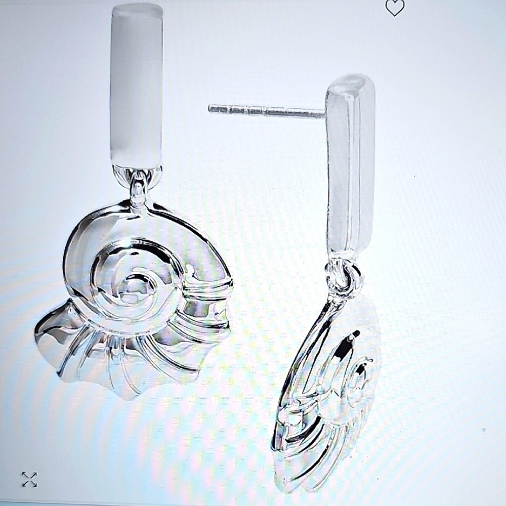 NWT On 34th Bar & Seashell Drop  Silver Post Back Earrings